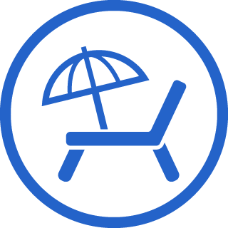 パラソルとベッドのアイコン